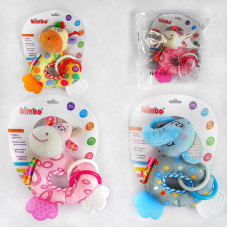 гр Брязкальце м“яке С 54420 (500) “Bimbo“, 3 види, пискавка, прорізувачі, шелесткі елементи, в пакеті