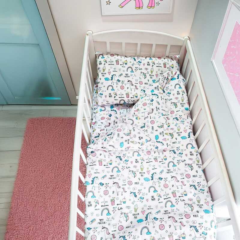 гр Постільний комплект “Єдинороги“ 66756 (1) тканина БЯЗЬ Gold Lux, розмір 110*90 см “Bimbo“