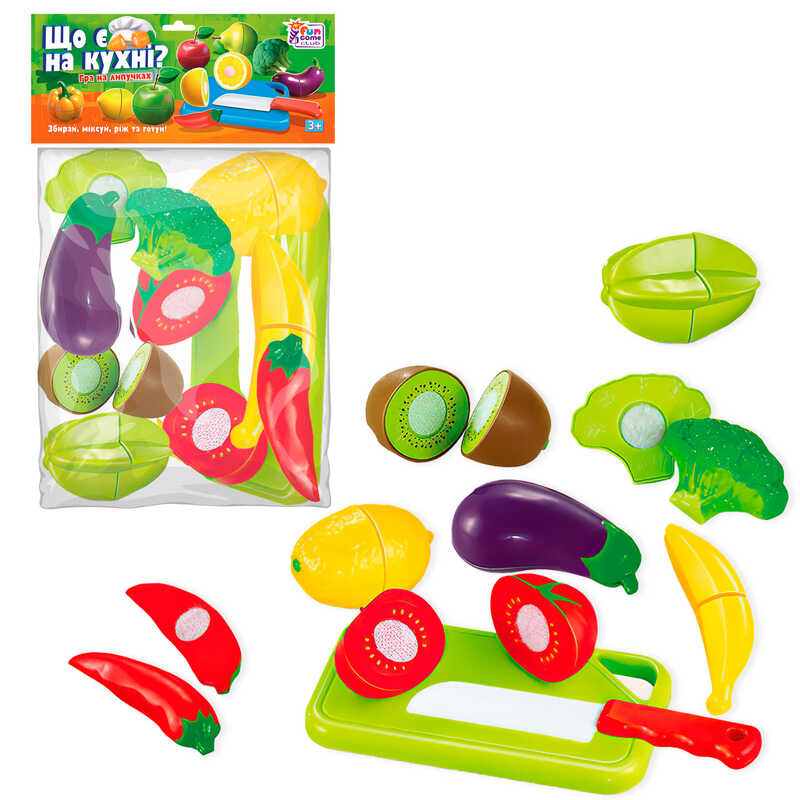 гр Продукти на липучках “Що є на кухні?” 65276 (192/2) “4FUN Game Club“, 10 елементів, обробна дошка, ніж, у пакеті