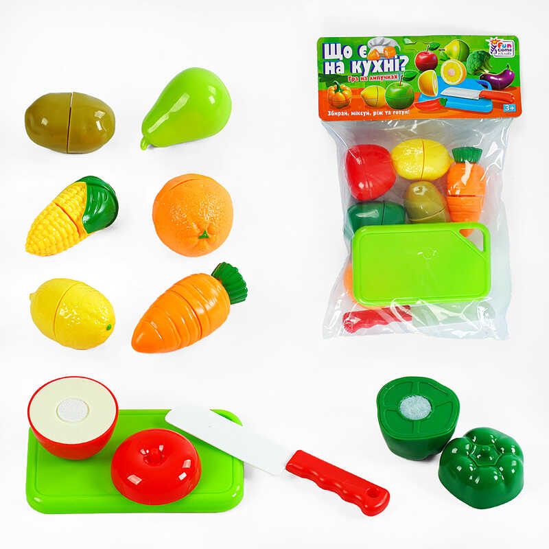 гр Продукти на липучках “Що є на кухні?” 65280 (192/2) “4FUN Game Club“, 10 елементів, обробна дошка, ніж, у пакеті