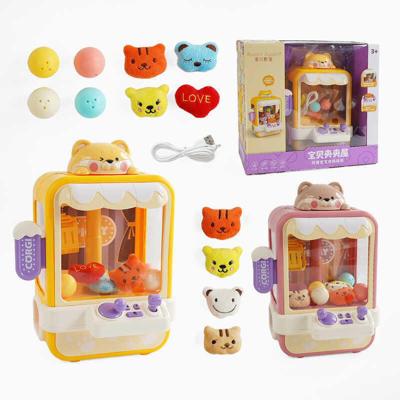 Ігровий автомат 33937 (12) 2 види, мелодії, регуляція гучності, м’які іграшки, кульки, від батарейок/мережі, в коробці