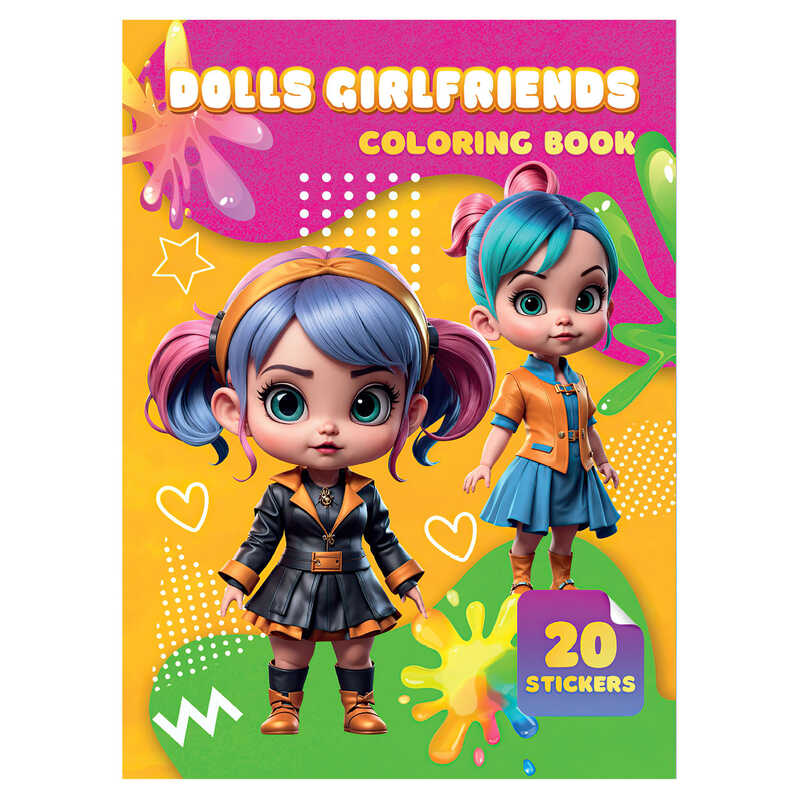 гр Розмальовка 20 наліпок А4: Dolls Girlfrends 9789655323191 (50) “Jumbi“