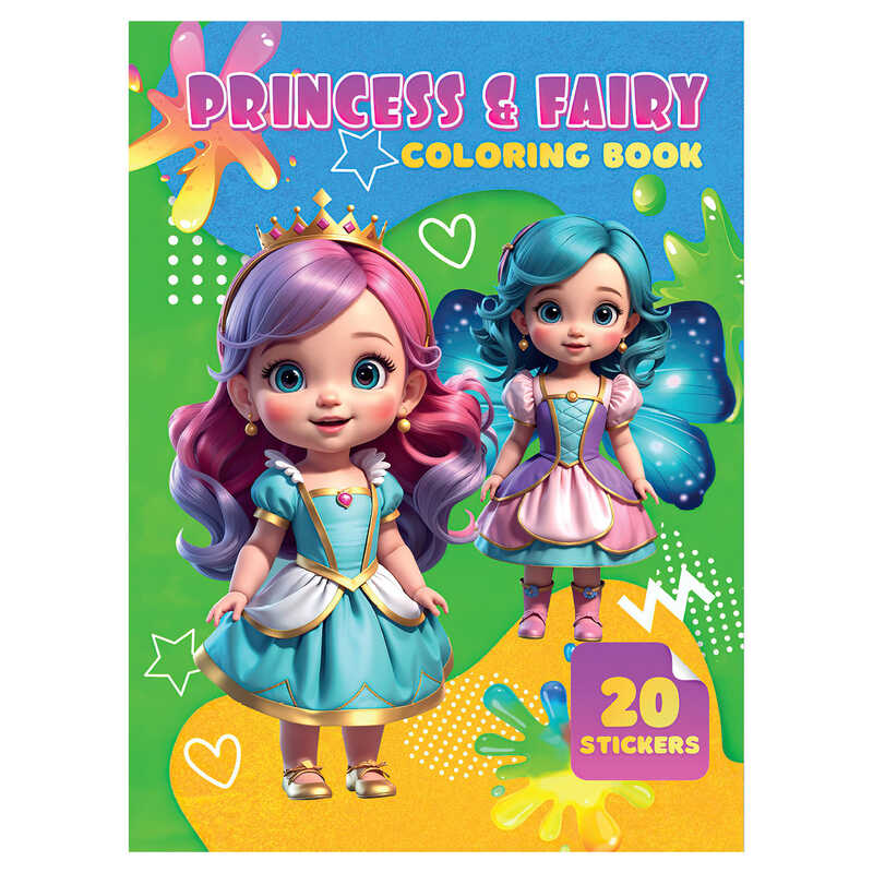 гр Розмальовка 20 наліпок А4: Princess and Fairy 9789655323207 (50) “Jumbi“