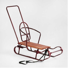 гр Санки “Королівські“ 24506 плоскі полози, з ручкою, колір бордовий  (1)