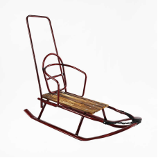 гр Санки плоскі полози, з ручкою, колір бордовий Ц73466 (1) зйомна спинка