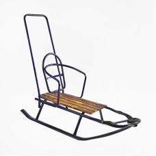 гр Санки плоскі полози, з ручкою, колір синій Ц18083 (1) зйомна спинка