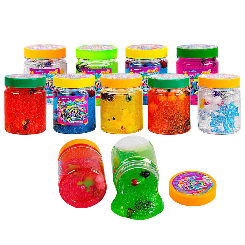 гр Слайм з іграшкою 61405 (36) “Пані Булька“, ЦІНА ЗА 1 ШТ, 6 кольорів, велика банка, 200 г, помпони, ароматизований, МІКС ВИДІВ