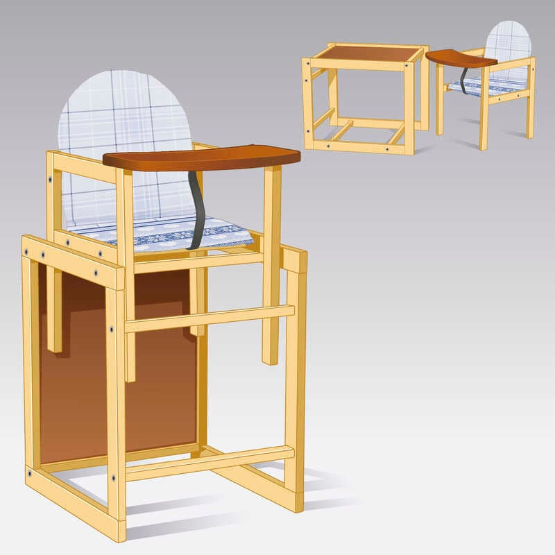 гр Стільчик малий №1119 “Абстракція“ колір сіро-синій (1) ТМ “Мася“