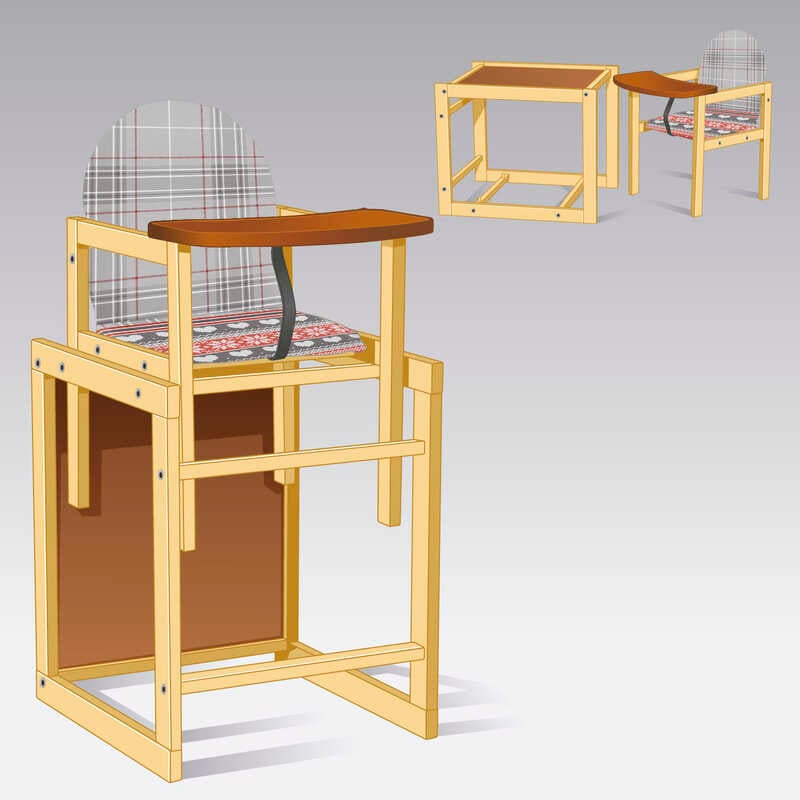 гр Стільчик малий №1120 “Абстракція“ колір сіро-червоний (1) ТМ “Мася“