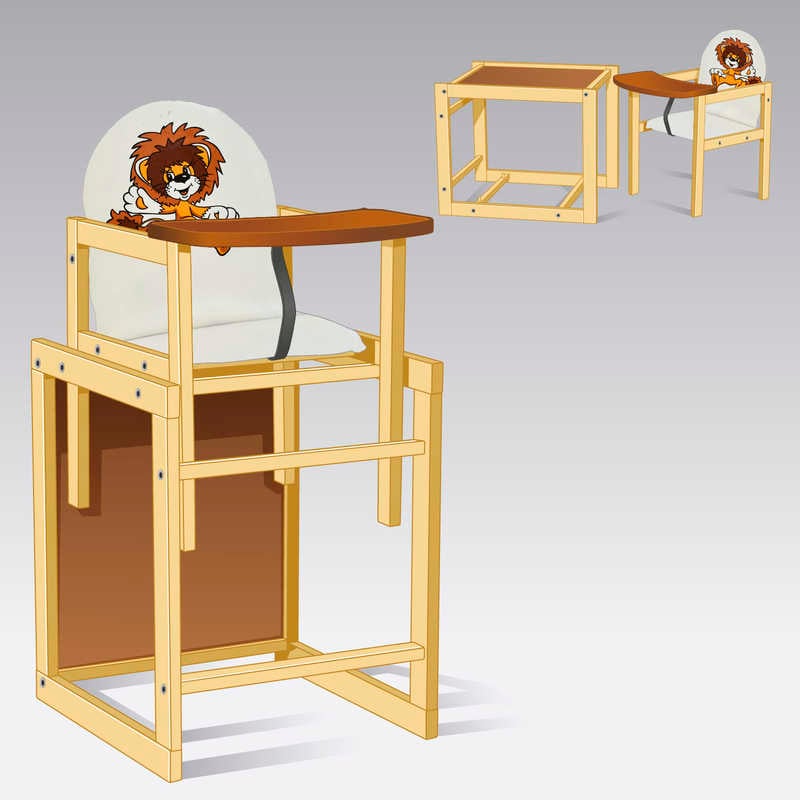 гр Стільчик / шкірзам / №2014 - “Лев“ - колір БІЛИЙ (1) ТМ “Мася“