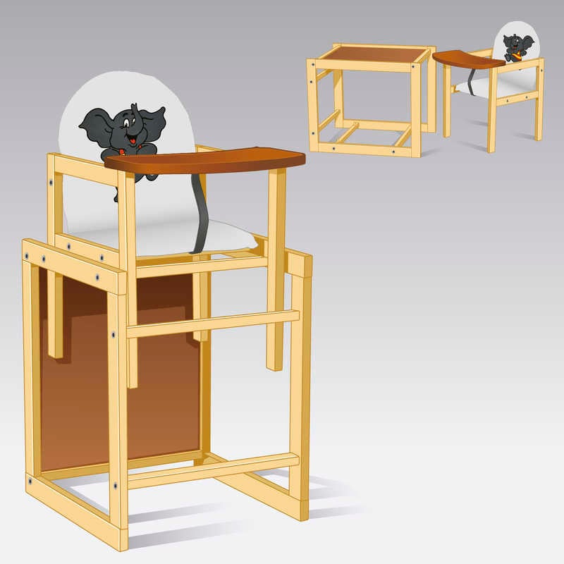 гр Стільчик / кожзам / №2016 - “Слоник“ - колір БІЛИЙ (1) ТМ “Мася“