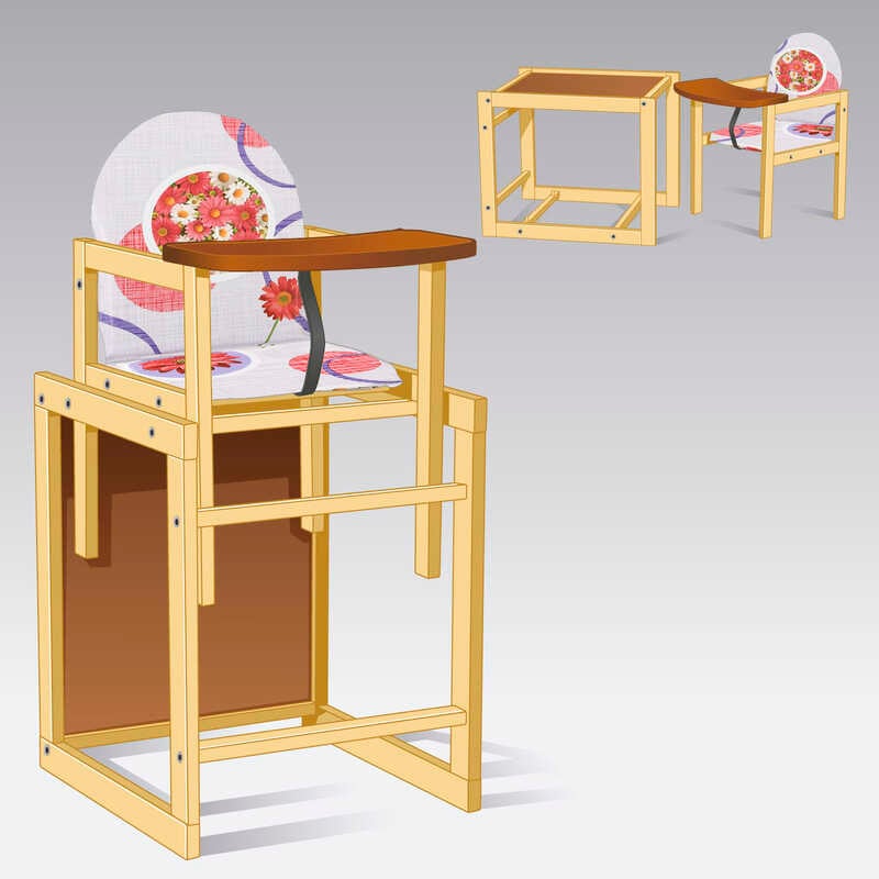 гр Стільчик великий №1210 “Червоні квіти абстракція“ (1) ТМ “Мася“