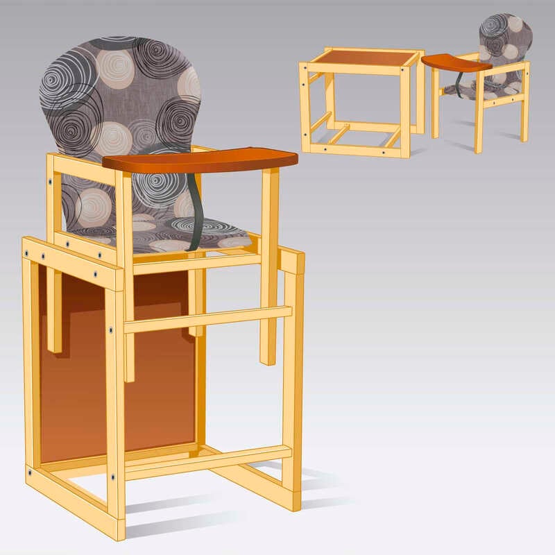 гр Стільчик великий №1212 “Кола абстракція“ - колір сірий (1) ТМ “Мася“