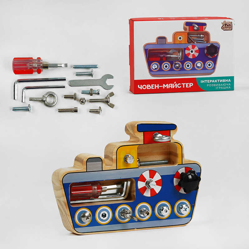 гр Човен 20522 (24) “4FUN Game Club Wood“, викрутка, шестигранник, болти, в коробці