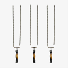 гр Шампур подвійний з дерев`яною ручкою №177525 (1) ЦІНА ЗА 1 ШТУКУ, довжина із ручкою 63см, ширина 1см, товщина металу 3мм, ручка дерево бук.  