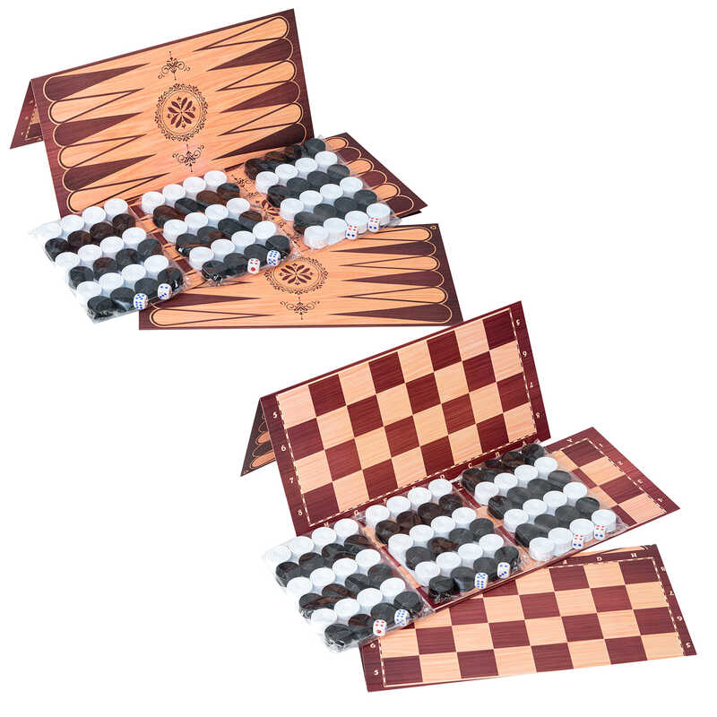 гр Шашки + нарди 3 набори 034 (35) “BAMSIC“, у пакеті