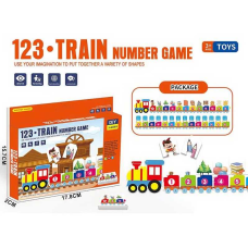 Гра 090 (120/2) локомотив, 9 карток із завданнями, 26 пазлів, математичні приклади, нумерація вагонів та карток, коробці