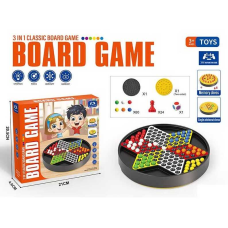 Гра 096 (96/2) настільна, 3 в 1, шахи, шашки, знімна двостороння ігрова панель, 24 фігур шахів, 60 кульок, гральний кубик, в коробці