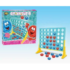 Гра 33887 (72/2) “Збери чотири“, двостороння основа, 42 отвори, кришечки двох кольорів, наліпки, в коробці