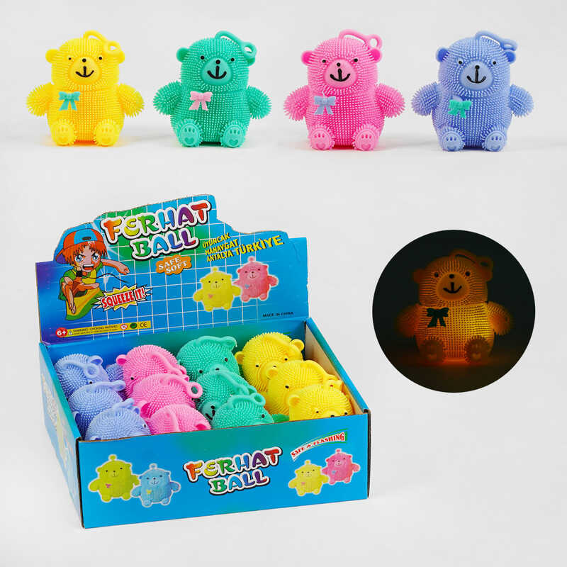 Гра антистрес C 60482 (24) ЦІНА ЗА 12 ШТУК В БЛОЦІ, “Ведмедик“, підсвічування