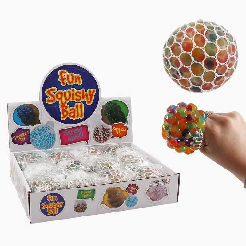 Гра антистрес C 68781 (24) ЦІНА ЗА 12 ШТУК В БЛОЦІ, “Кулька“, розмір 6х6х6 см, орбізи, сітчастий мішечок, в коробці