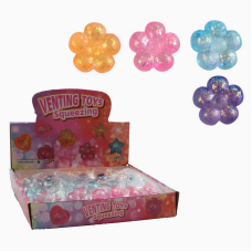 Гра антистрес C 68822 (22) ЦІНА ЗА 24 ШТУКИ В БЛОЦІ, “Квіточка“, розмір 5.5х5.5х1.5 см, гелеве наповнення, блискітки, в коробці