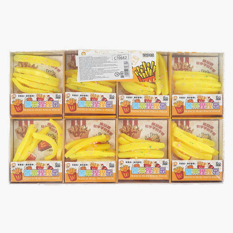 Гра антистрес C 70662 (40) ЦІНА ЗА 24 ШТУКИ В БЛОЦІ, “Картопля фрі“, зелень, в коробці