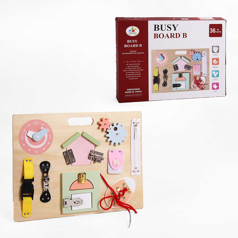 Бізіборд C 61702 (10) рухомі елементи, в коробці Бізіборд C 61702 (10) рухомі елементи, в коробці