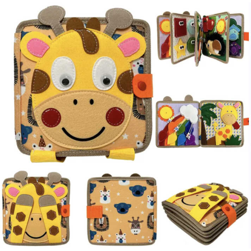 М“яка книжка-бізіборд C 64654 (36) фетровий, вивчення форм, кольорів, тварин, пальчикові ігри, на липучках, в пакеті