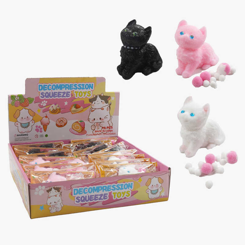 Гра антистрес C 70862 (24) ЦІНА ЗА 16 ШТУК В БЛОЦІ, “Волохатий котик“, довжина 7см, в коробці