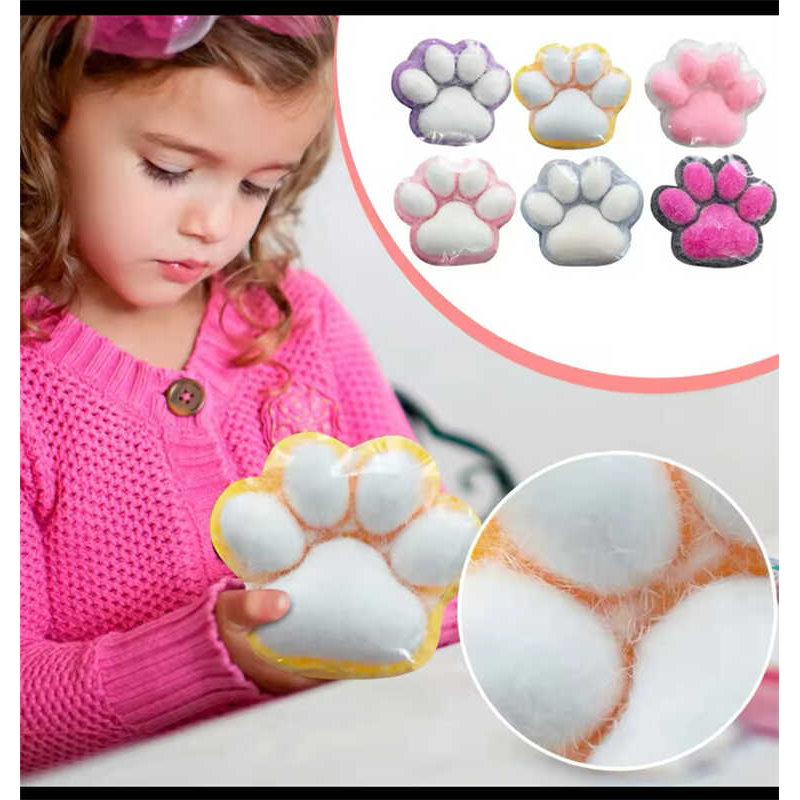 Гра антистрес C 70865 (16) ЦІНА ЗА 10  ШТУК В БЛОЦІ, “Волохата лапка“, м`які кульки, 10.5х10.5 см, в коробці