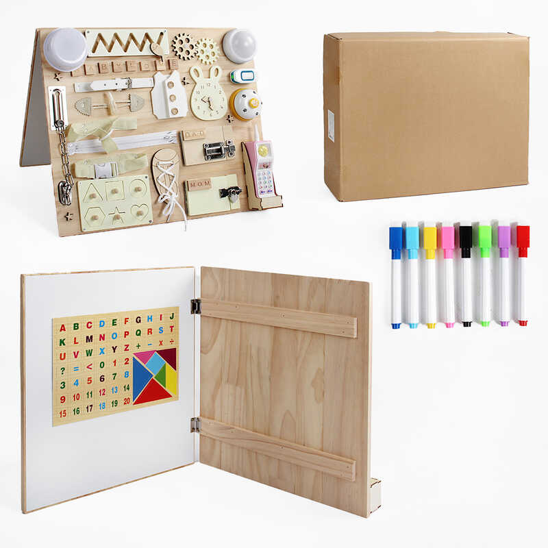 Бізіборд C 64844 (4) лампочка, телефон, звук, підсвічування, фрази англійською мовою, музикальний механізм, магнітна дошка, дзвінок, в коробці Бізіборд C 64844 (4) лампочка, телефон, звук, підсвічування, фрази англійською мовою, музикальний механізм, магнітна дошка, дзвінок, в коробці