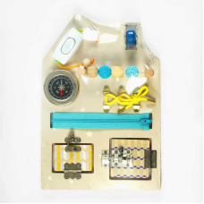 Бізіборд C 64871 (22) компас, шнурівка, змійка, замочки, колесо, перемикач, в коробці