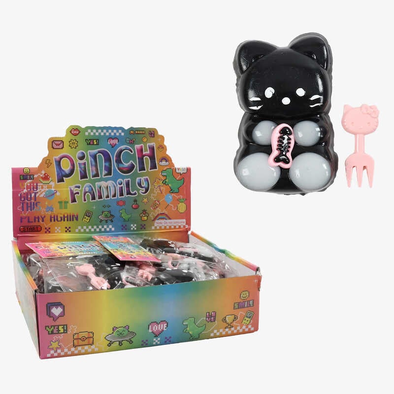 Гра антистрес C 72400 (16) ЦІНА ЗА 24 ШТУКИ В БЛОЦІ,  “Кошеня“, герой, розмір: 6х10 см, декоративна виделка, рибка,  в коробці