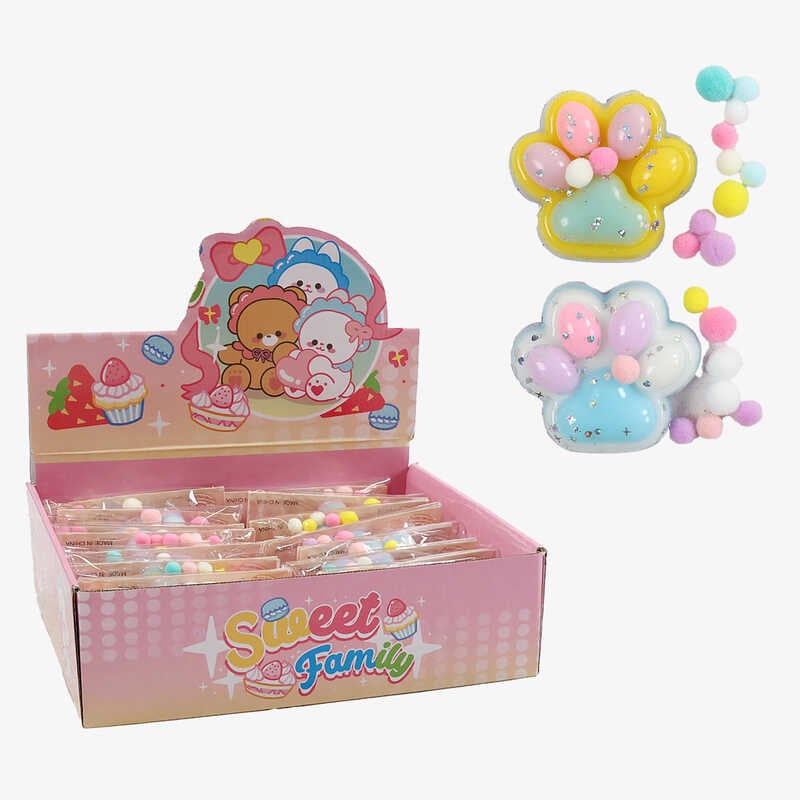 Гра антистрес C 72507 (24) ЦІНА ЗА 16 ШТУК В БЛОЦІ, “Лапка”, розмір - 7х7 см, текстильні кульки, паєтки, в коробці