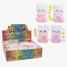 Гра антистрес C 72598 (16) ЦІНА ЗА 24 ШТУКИ В БЛОЦІ, “Котик“, волохатий, м“які кульки, пляшечка, розмір 6х2х9 см, в коробці