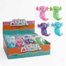 Гра антистрес M 18586 (12) ЦІНА ЗА 12 ШТУК В БЛОЦІ, “Аксолотль”, гелеве наповнення, блискітки, в коробці