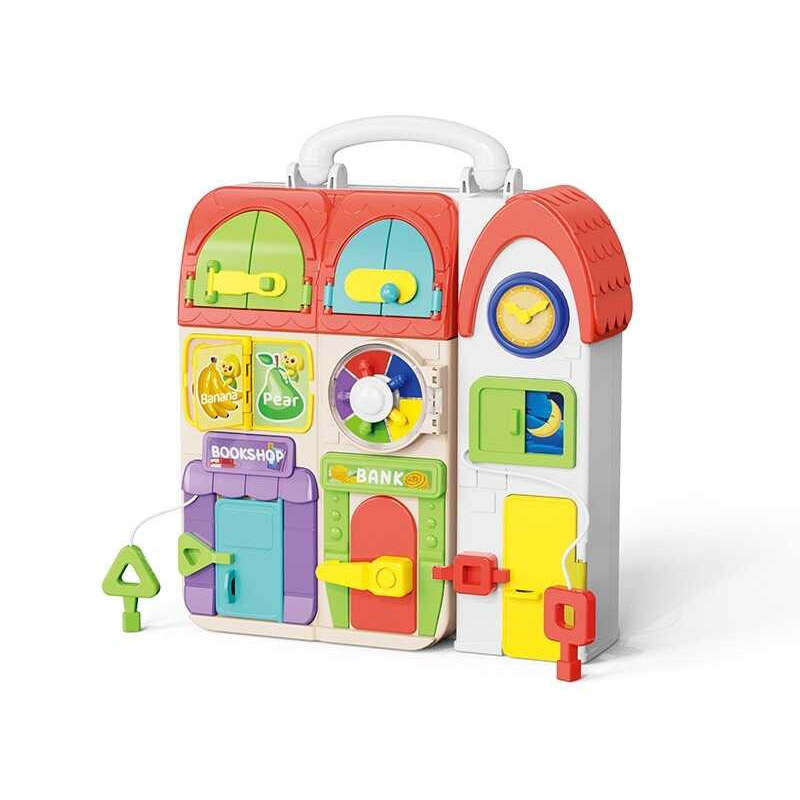 Бізіборд XQS 2069 A (16) пальчикові ігри, замочки, застібки, шнурівки, підсвічування, озвучення АНГЛІЙСЬКОЮ ТА ІСПАНСЬКОЮ, 10 музичних інструментів та мелодій, 10 пісеньок, інструкція, в коробці