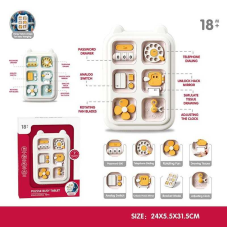 Бізіборд YL 1055 A (72) 2 кольори, тріскачка, спіннер, дзеркальце, перемикачі, годинник, підставка, кріплення, в коробці