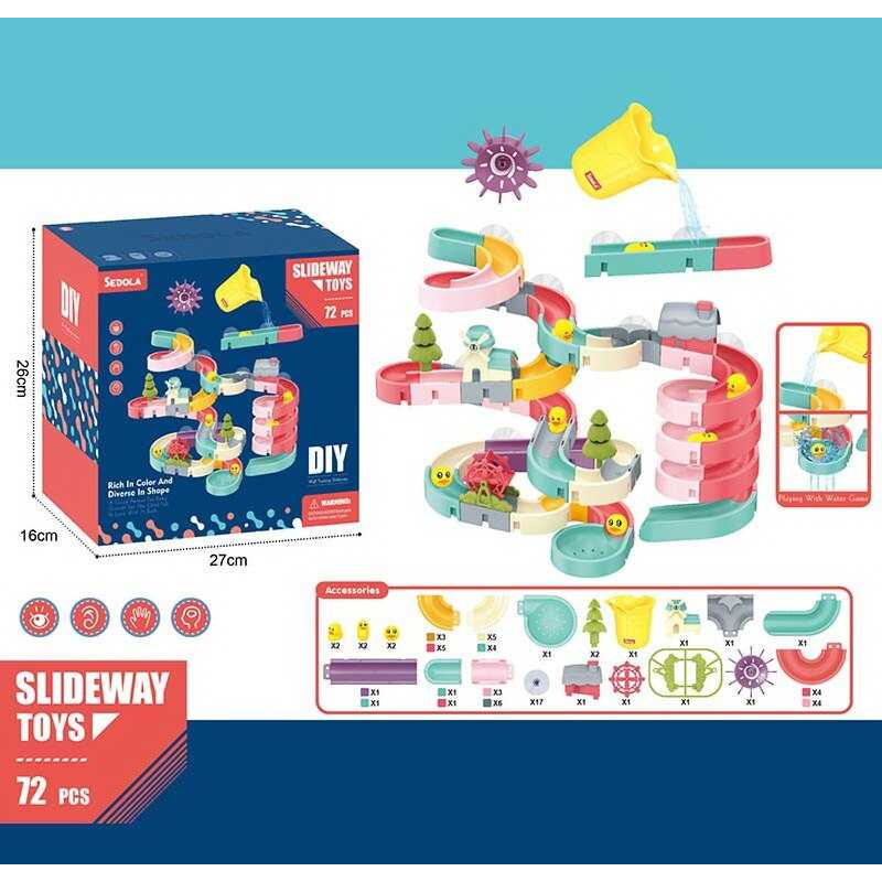 Гра для ванни 8366-38 A (18) 72 елементи, присоски, качечки, кульки, гумові ялинки, склянка, вітряк, в коробці