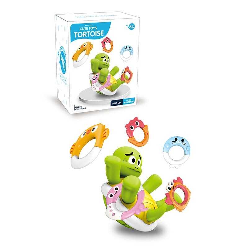 Гра для ванни Q 5 Y (48) “Черепашка”, кільцекид, 5 фігурних кілечок, автоматичний принцип роботи, вбудований акумулятор, фонтанчик, кабель type-C, в коробці