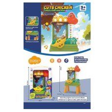 Гра з кульками QB 131 Y (48) “Курчата”, звук, підсвічування, автоматичний підіймач, кольорові кульки, кермо, працює від батарейок, в коробці