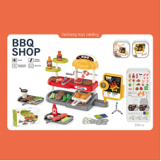 Гриль 668-145 (36) 56 елементів, звукові ефекти каси, грилі, фритюр, таці, монети, купюри, продукти, баночки з соусами, в коробці