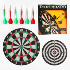 Дартс ZZYW 15 H (12) двостороння дошка, 6 дротиків з металевим наконечником, фіксація на гачок, діаметр поля 36 см, в коробці