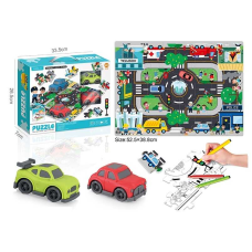 Двосторонній пазл 7077-104 (48/2) “Іграшкове місто”, 48 елементів, розфарбовка, 2 машинки, пазл 52х39 см, в коробці