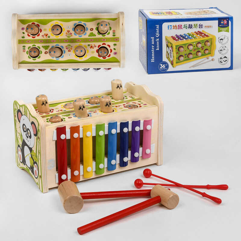 Дерев“яна інтерактивна гра С 48710 (32) стукалка, ксилофон, в коробці