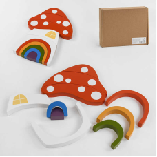 Дерев“яна гра C 47866 (24) пірамідка “Грибочок“, 10 дугових вкладишів, в коробці