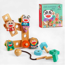 Дерев“яна гра C 55636 (36) 21 елемент, фігурна шнуровка, дерев“яні болтики, в коробці
