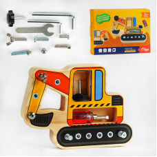 Дерев`яна гра С 54685 (24) бізіборд, екскаватор, болтики, викрутка, ключик, шестигранник, у коробці