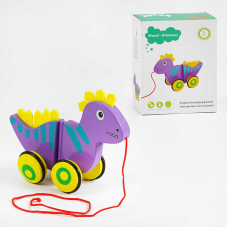 Дерев`яна каталка C 63987 (30) “Динозаврик”, виляє хвостом, фетрові шипи, в коробці